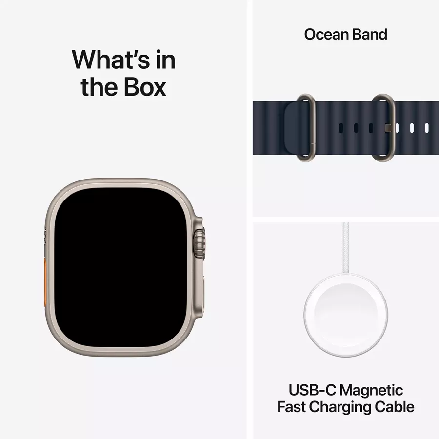 Apple Watch Ultra 2 2024  Navy Ocean Band, 49mm, Natural Titanium — Image №9