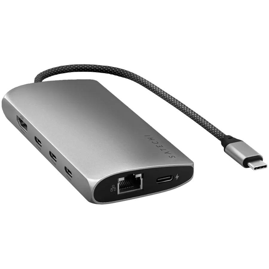 SATECHI  Многопортовый адаптер USB-C Multiport Adapter 8K with Ethernet V3 Space Gray — image №2