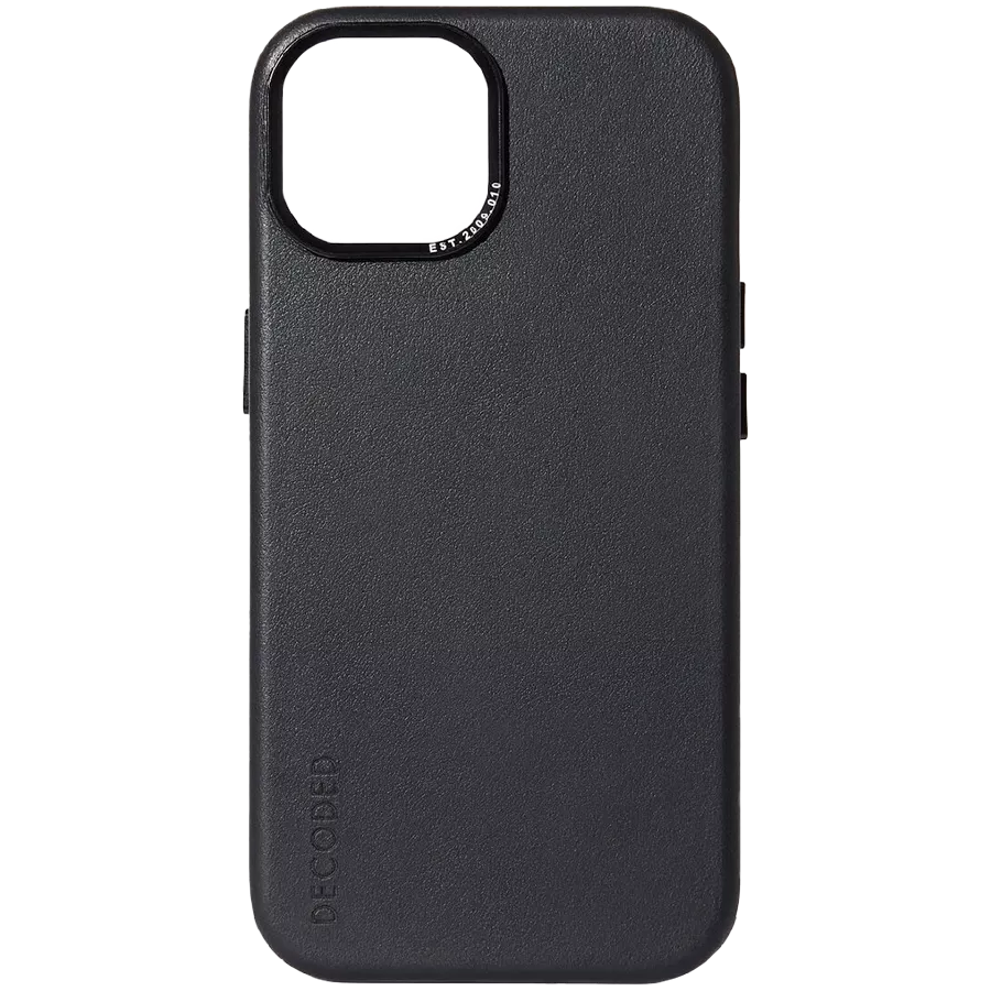 DECODED Case Leather Case with MagSafe, Black for iPhone 15 — Image №1