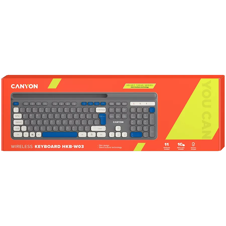 CANYON HKB-W03 Πληκτρολόγιο, Ασύρματο, Γκρι — Εικών №8