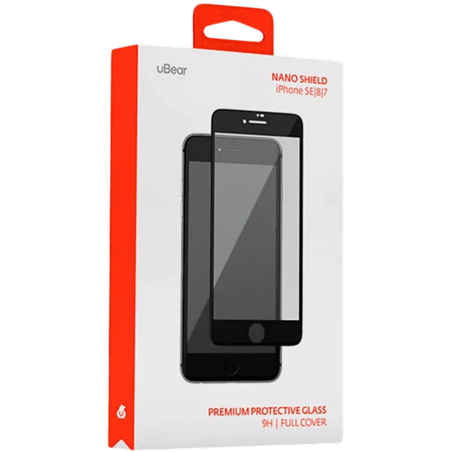 Защитное закаленное стекло UBEAR Safety glass NANO SHIELD with black frame для iPhone SE (2-го поколения)/8/7 — image №3
