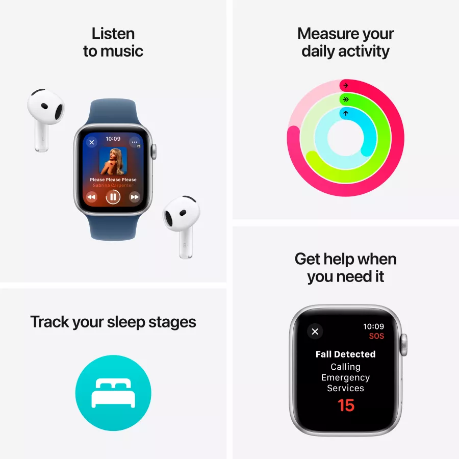 Apple Watch SE GPS Gen.2 (2024), 44mm, Starlight, Starlight Sport Band, S/M — Image №3