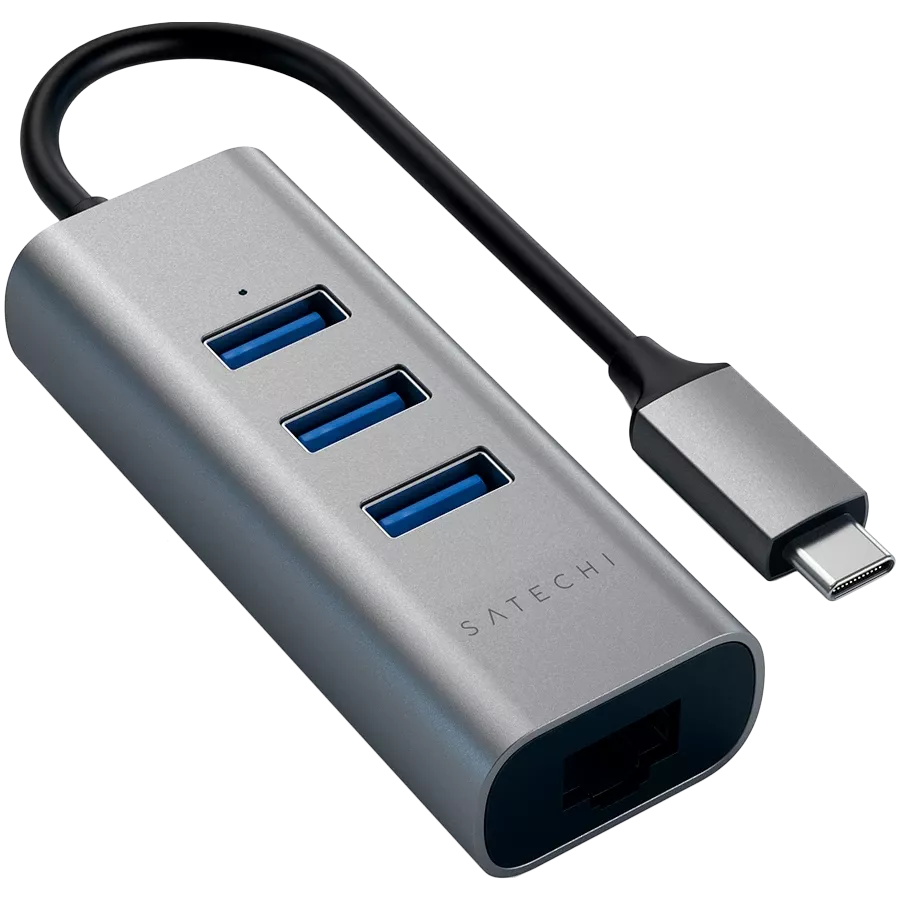 SATECHI  TYPE-C 2-IN-1 USB HUB WITH ETHERNET  Multiport Adapter  Space Gray — Εικών №2