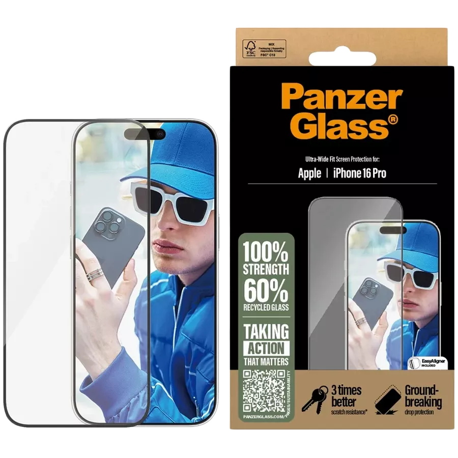 Γυαλί ασφαλείας PANZERGLASS  for iPhone 16 Pro, Ανακυκλωμένο γυαλί — Εικών №1