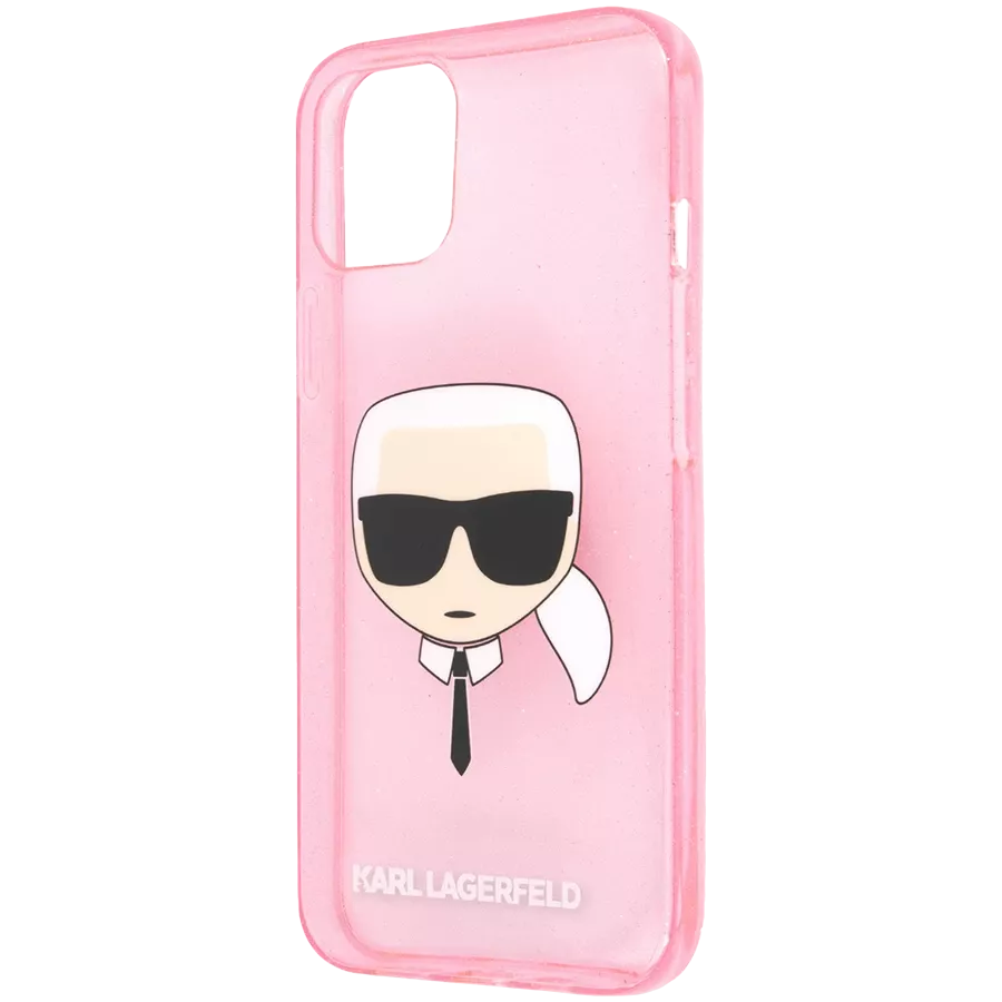LAGERFELD Чехол Glitters Karl's head Розовый для iPhone 13 — image №2