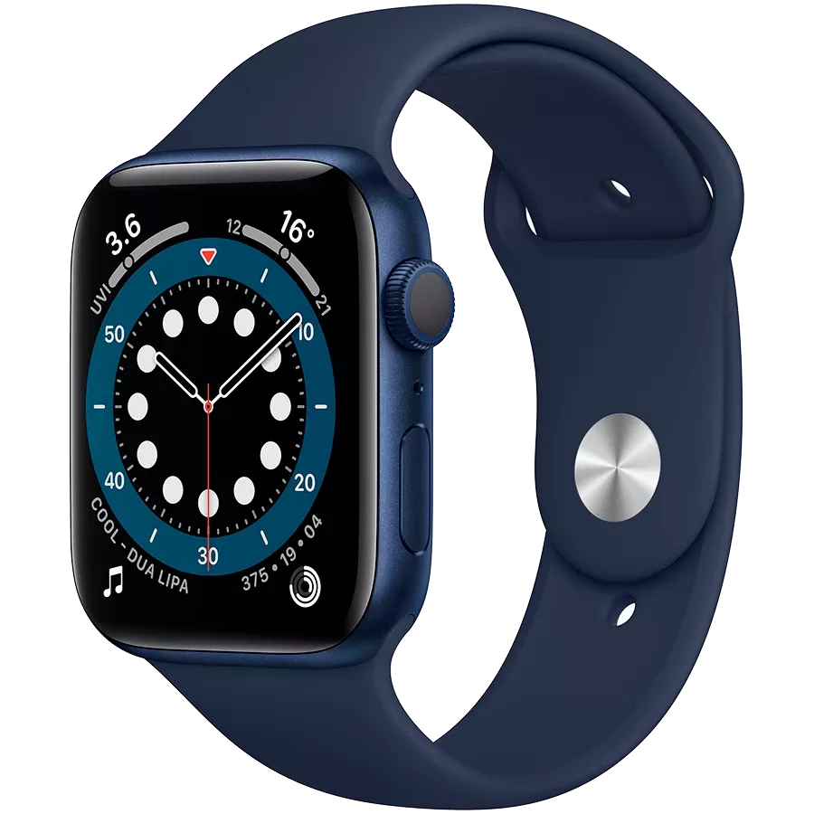 Refurbished Apple Apple Watch Series 6 GPS, 44χιλ., Μπλε, Αθλητικό λουράκι μπλε μαρίν, Grade C — Εικών №1