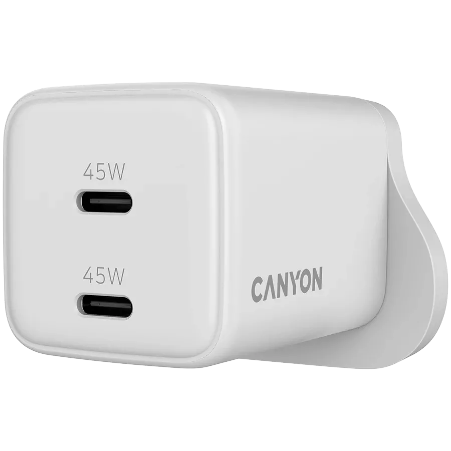 CANYON Power Adapter 3*USB/USB-C, 65 W, White 2*USB Type C, USB Type-A — Image №2