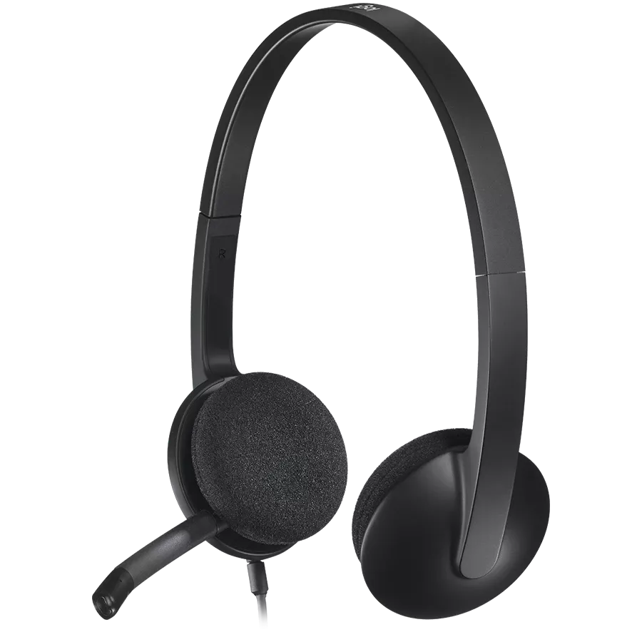 Լարով Ականջակալների խոսափողով LOGITECH (CIS) H340, Սև — image №4