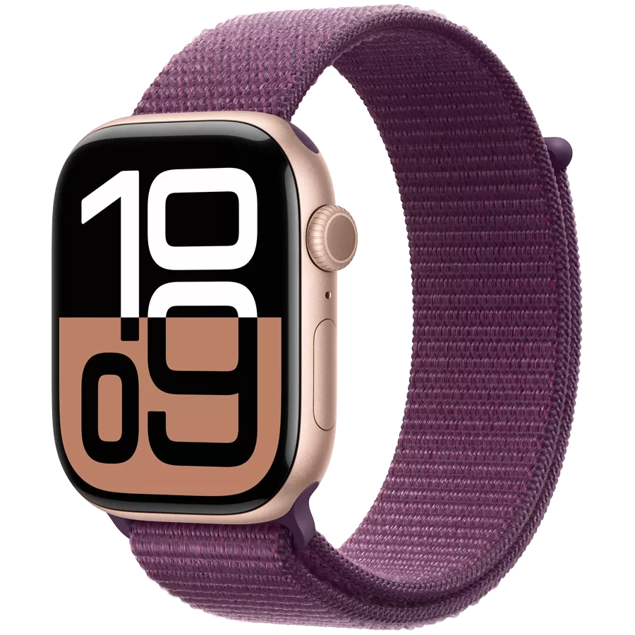 Apple Watch Series 10 GPS, 46mm, Рожеве золото, Plum Sport Loop — Зображення №1