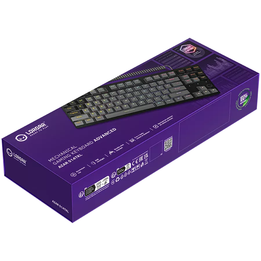 LORGAR Azar 514 TKL Gaming Keyboard, Wired, Black, EN — Image №9