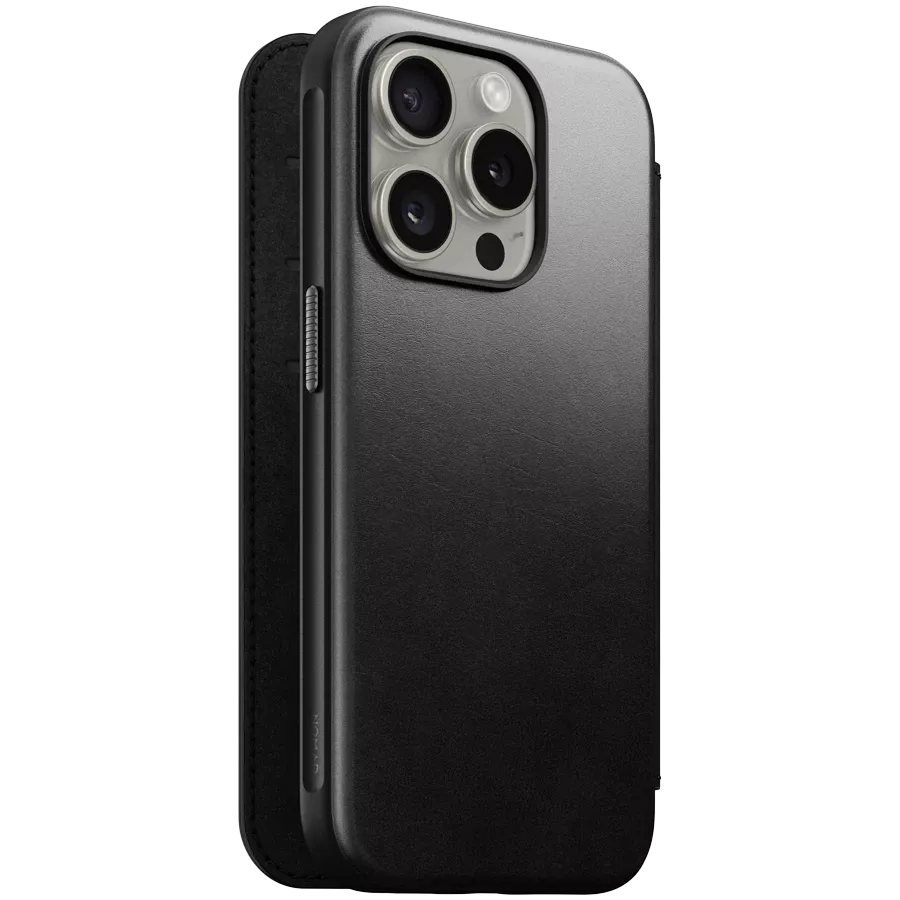 NOMAD Folio Case Modern Leather Folio with MagSafe, Black for iPhone 15 Pro Max — Image №2