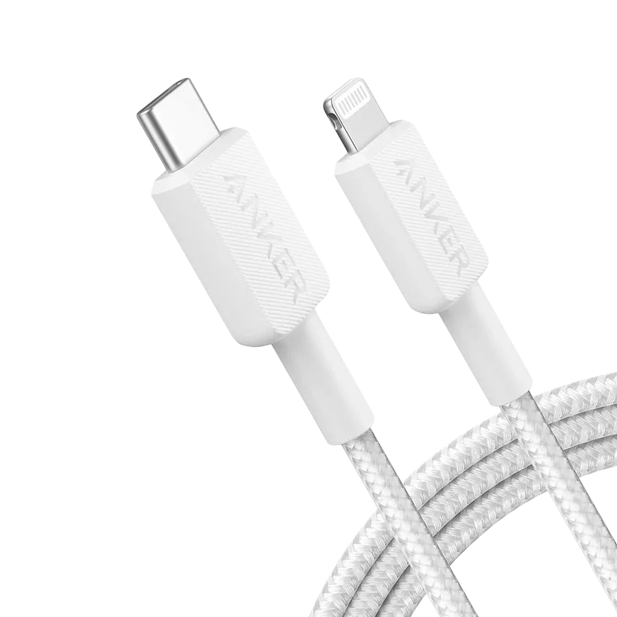 USB-C to Lightning Cable ANKER, Braided, 0.9 m, White — Image №1