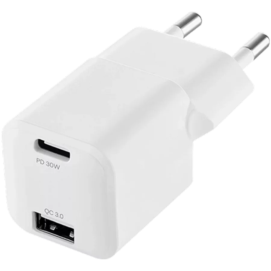 Адаптер питания UBEAR 2*USB/USB-C, 30 Вт — Изображение №1