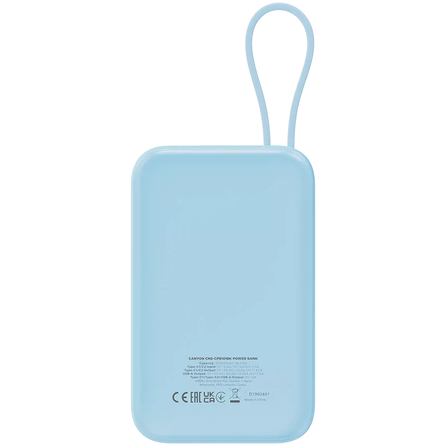 CANYON OnPower 101 Power Bank, 10000 mAh, Μπλε — Εικών №4