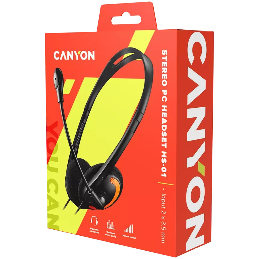 Гарнітура CANYON HS-01, Чёрный/Оранжевый — Зображення №3
