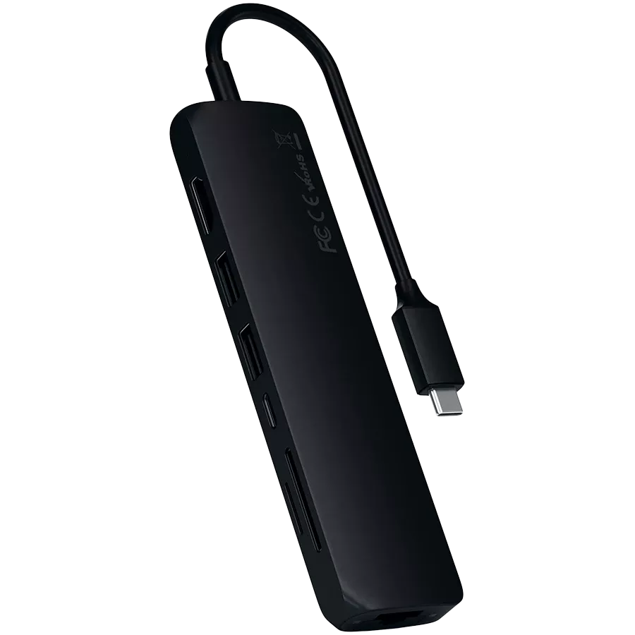 Multiport Adapter SATECHI  Aluminum Type-C Slim Multi-Port Adapter Type-C Slim Multiport with Ethernet Adapter Սև — image №1