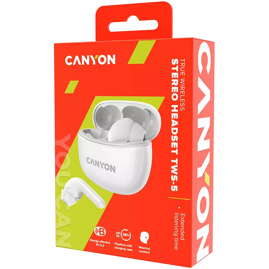 CANYON TWS-5 Ασύρματο Ακουστικό, Λευκό — Εικών №5