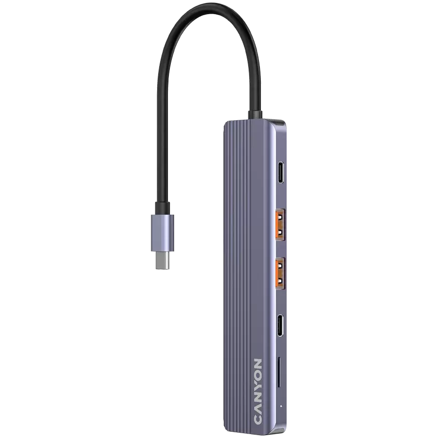 CANYON  Многопортовый адаптер 6in1 USB C hub Серый — Изображение №1