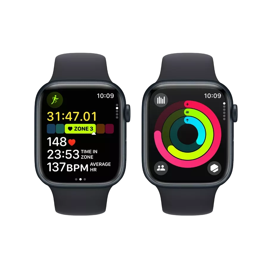 Apple Watch Series 9 GPS  Спортивный ремешок цвета «тёмная ночь», M/L, 45мм, Тёмная ночь — Изображение №8