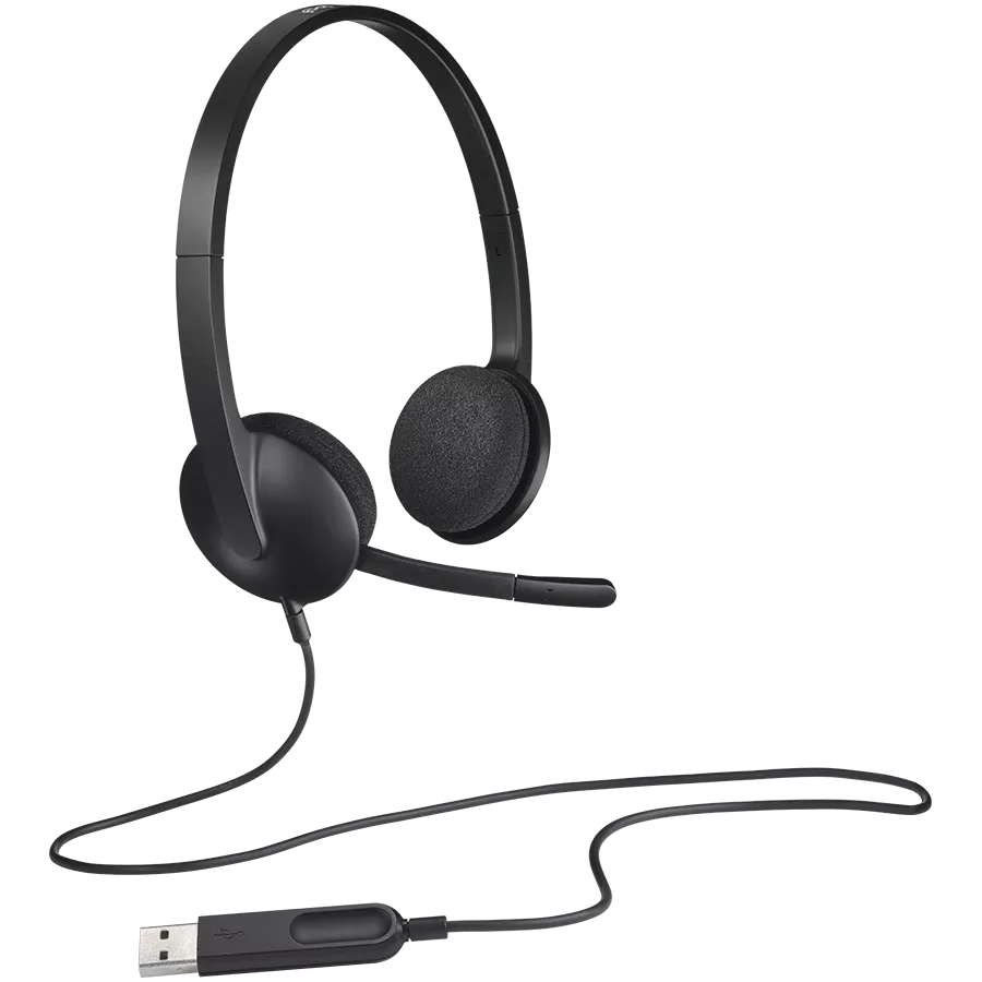 Լարով Ականջակալների խոսափողով LOGITECH (CIS) H340, Սև — image №1