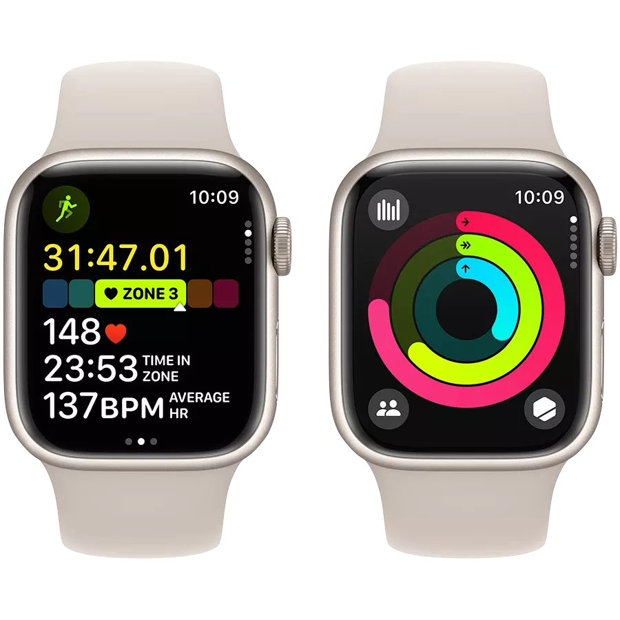 Apple Watch Series 9 GPS  Starlight Sport Band, S/M, 41mm, Starlight — Image №8
