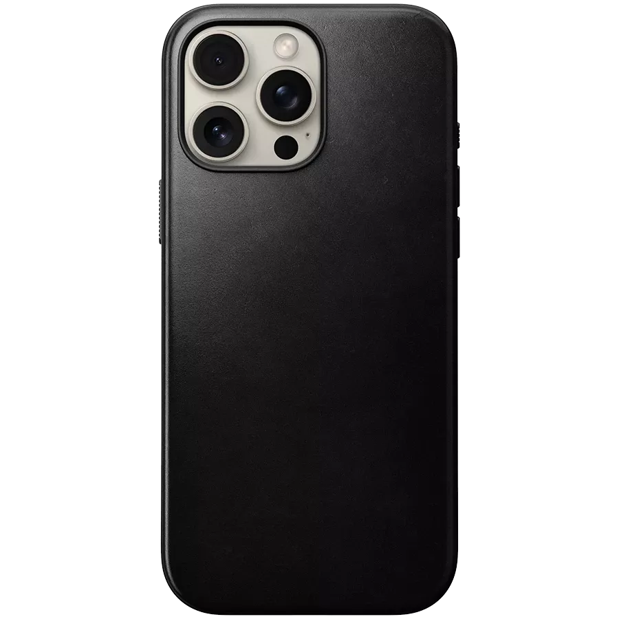 Чехол NOMAD Modern Leather с MagSafe Чёрный для iPhone 16 Pro Max — Изображение №1