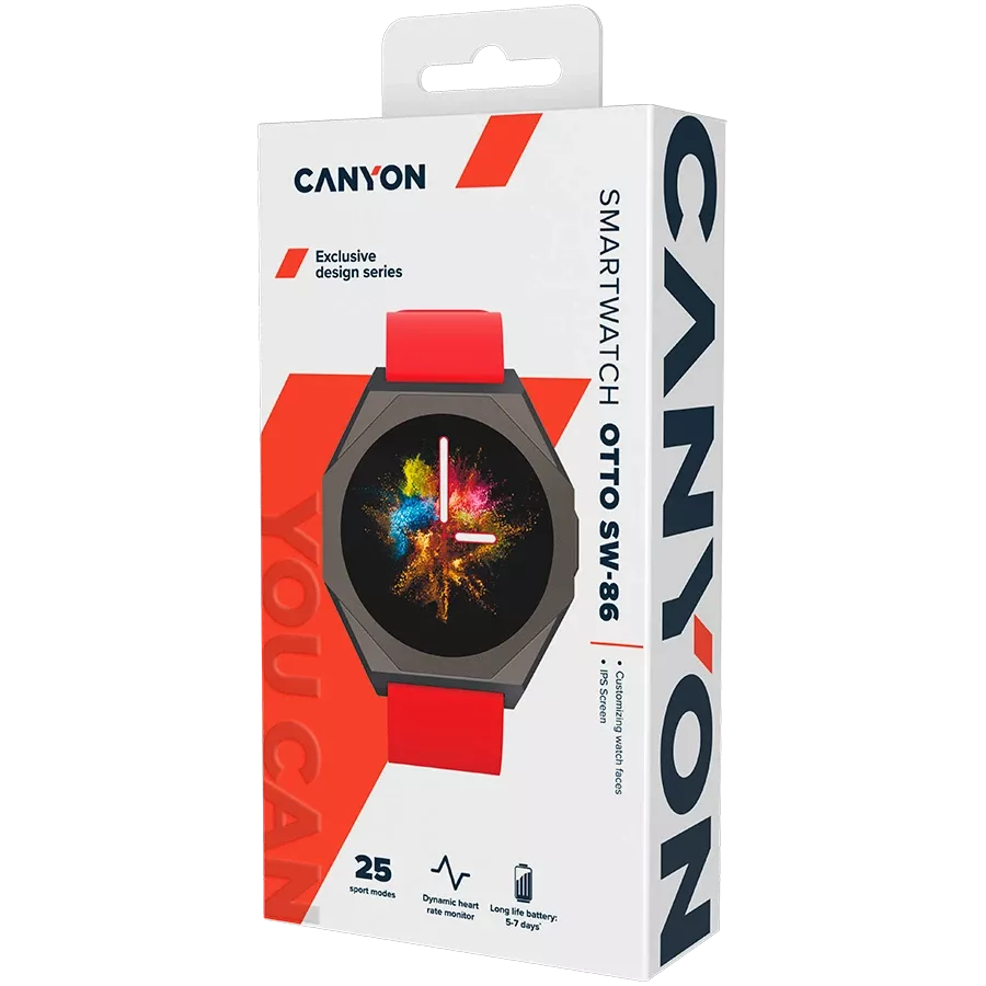 Умные часы Canyon Otto SW-86 (красный) — Изображение №7