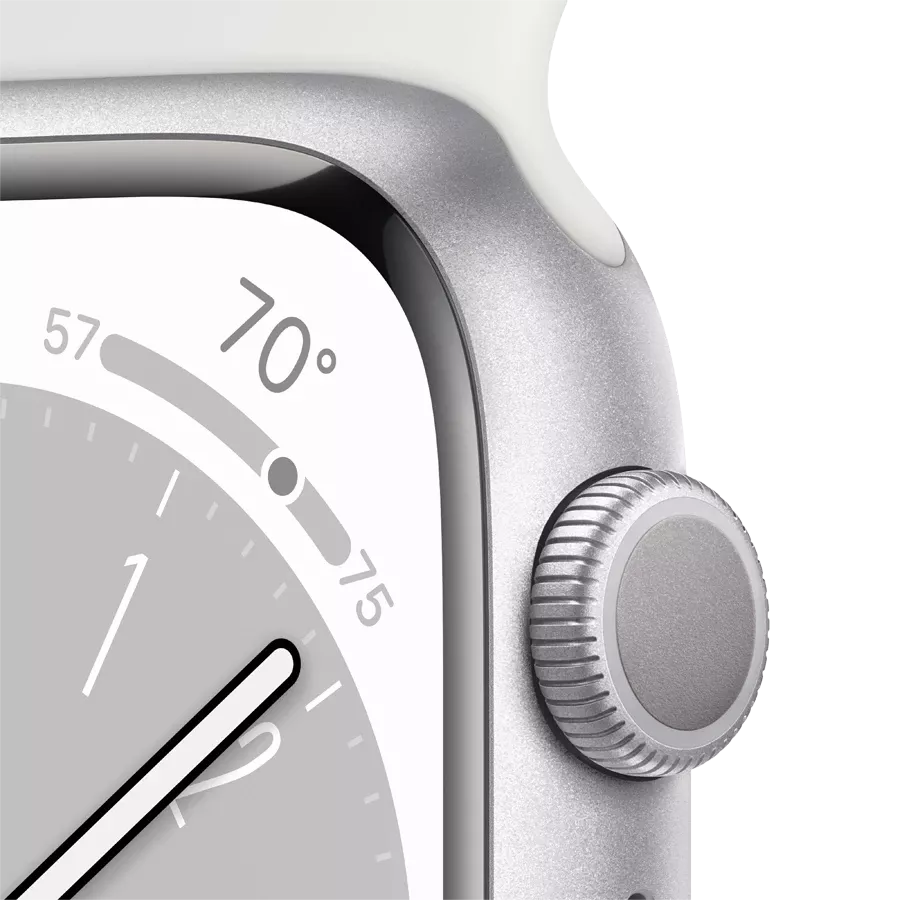 Apple Watch Series 8 GPS, 45mm, Silver, White Sport Band — Image №4