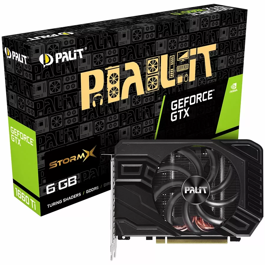 PALIT Video Card NVIDIA GeForce GTX 1660 Ti StormX 6GB 192bit GDDR6 1770 6000 PCI E 3 DP HDMI DVI Single Fan 2 slot