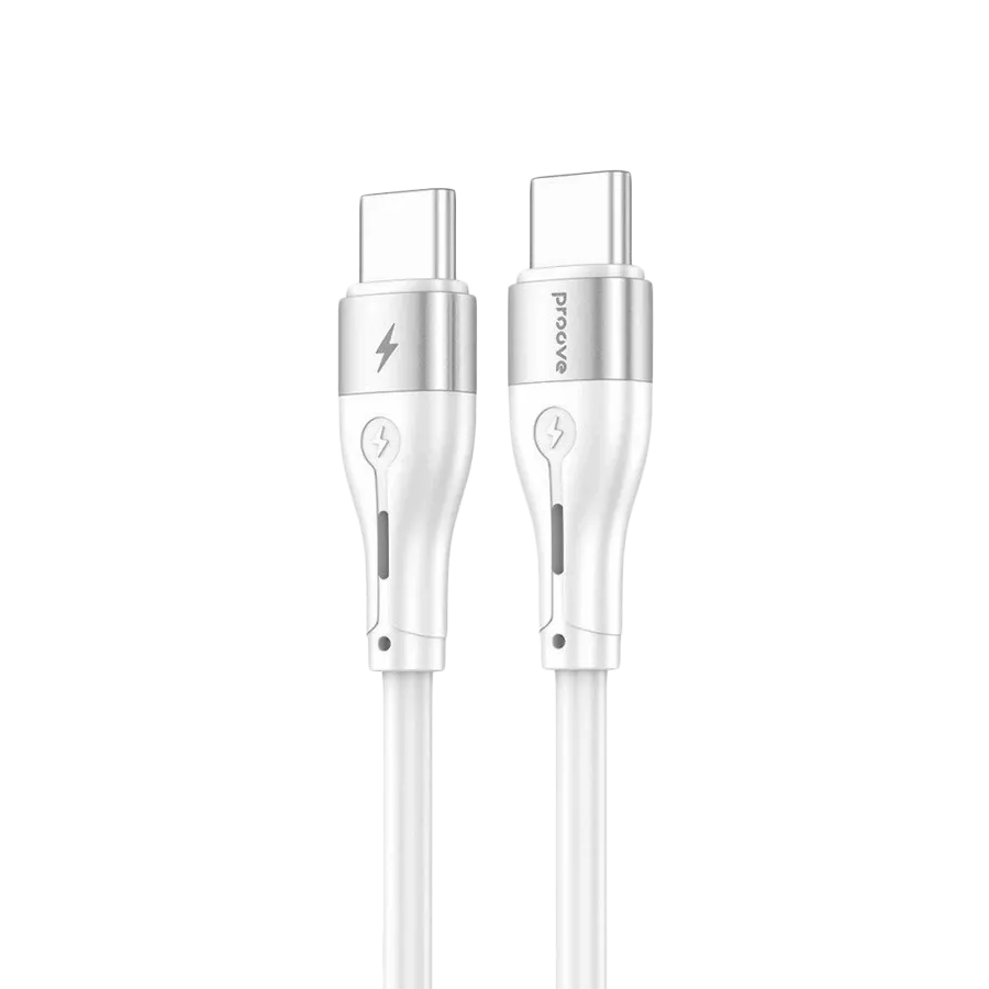 Кабель PROOVE Soft Silicone Type-C to Type-C 60W (1m) белый — Изображение №1