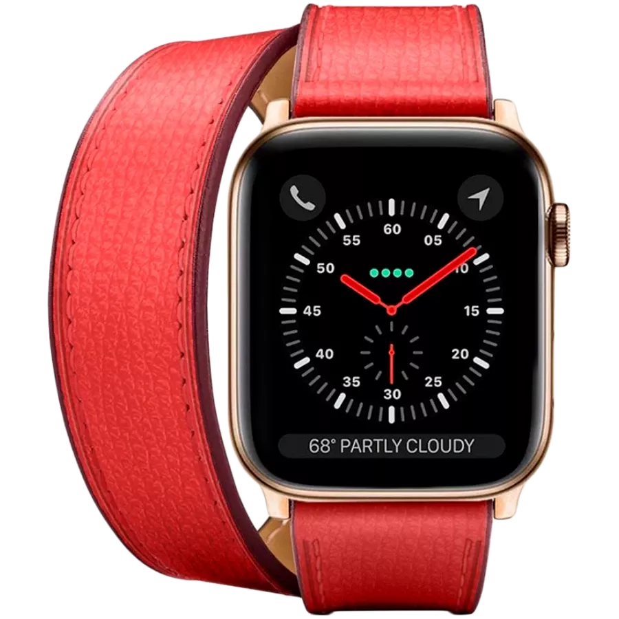 Band CASETIFY 2-in-1 Italian Leather Watch Band Kit - Black Double Tour + Single Strap Red for Apple Watch 42/44/45/49 mm — სურათი №1