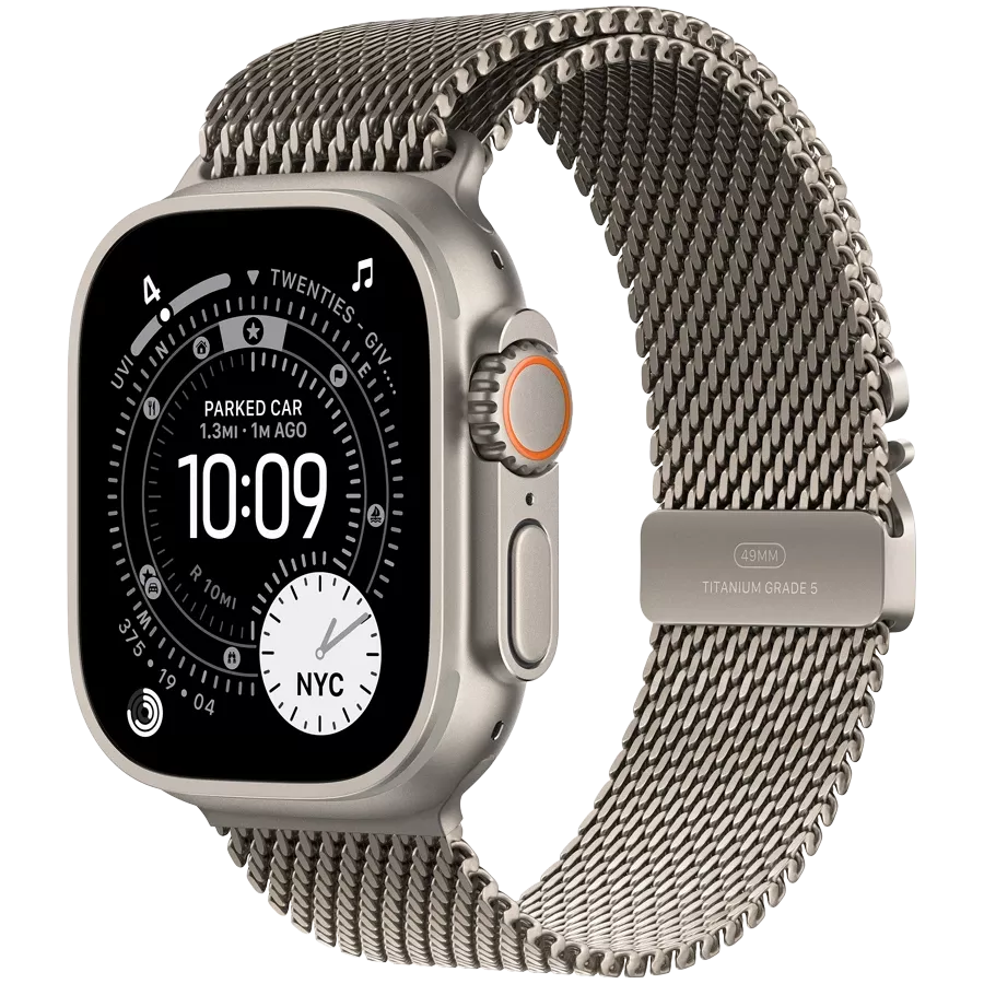 Apple Watch Ultra 3, 49mm, Natural, Natural Titanium Milanese Loop, Medium — Image №1