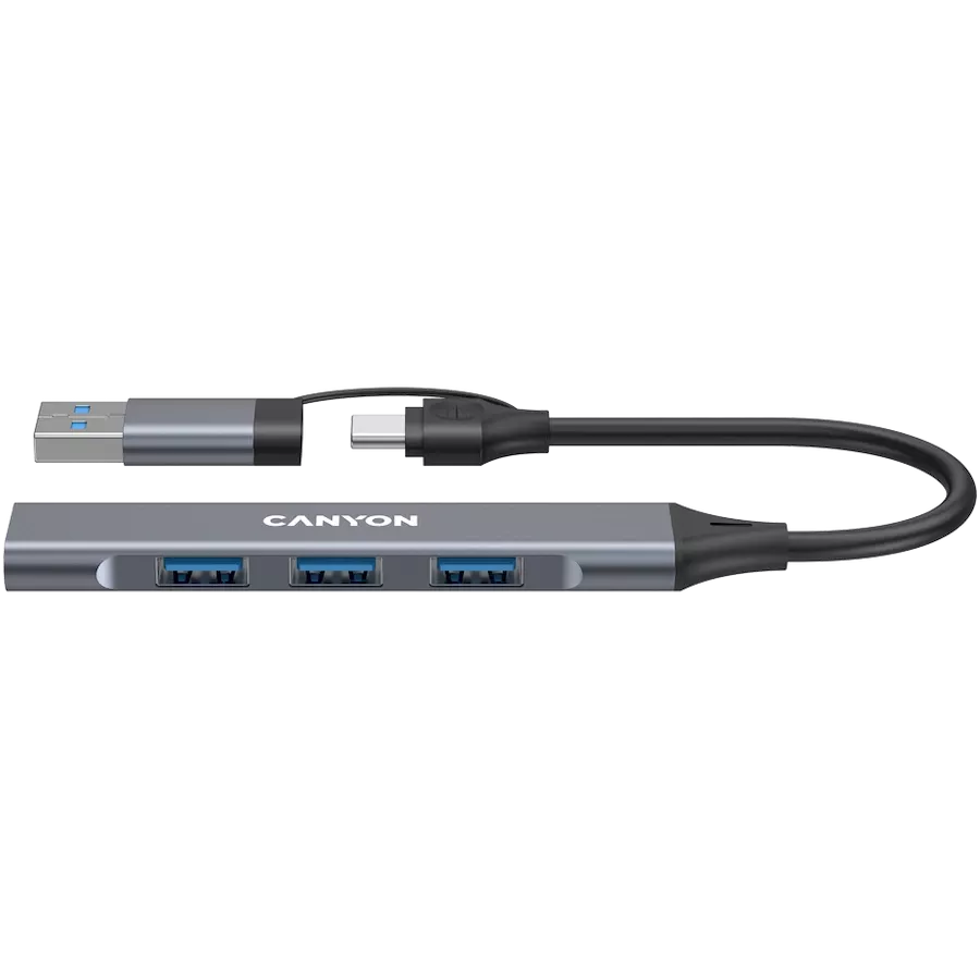 CANYON  DS-02  USB Hub 4 Port USB-C Hub DS-02 Γκρι — Εικών №1