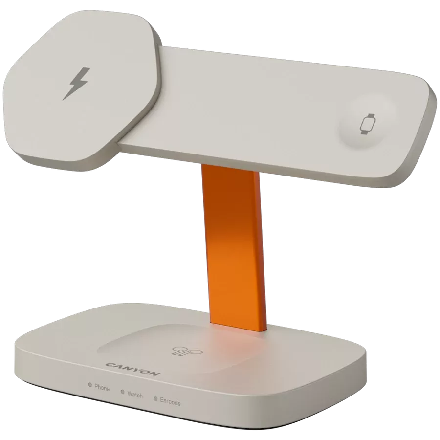 CANYON WCS-310 Ασύρματος φορτιστής, 24 βατ, Light Grey/Orange — Εικών №2