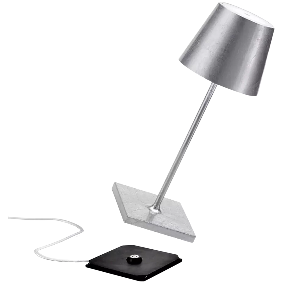 ZAFFERANO POLDINA MINI PRO TABLE LAMP 111x300mm. SILVER LEAF 2.2W LED 185-203lm. — Image №2