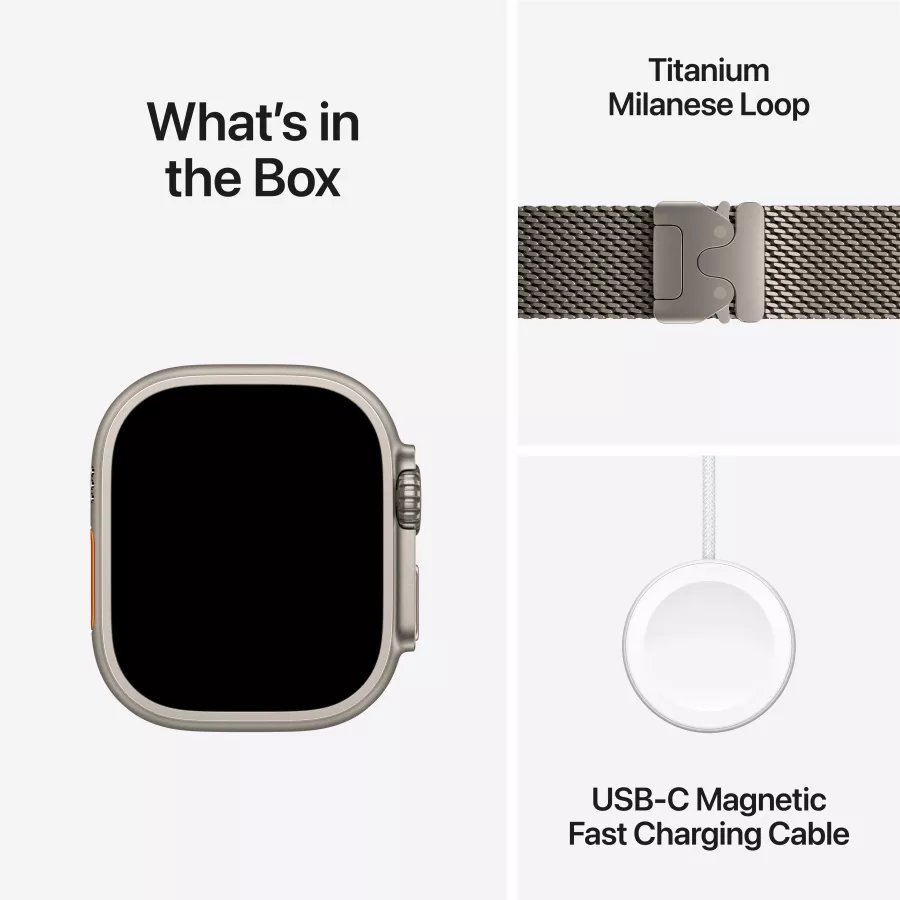 Apple Watch Ultra 2 2024, 49mm, Natural Titanium, Natural Titanium Milanese Loop, Small — Image №9