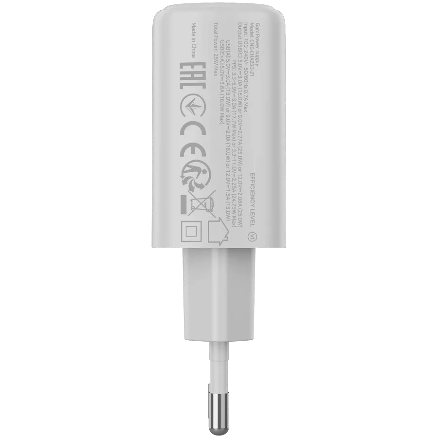 Адаптер питания CANYON OnCharge 250 QC 2*USB/USB-C, 25 Вт — Изображение №3