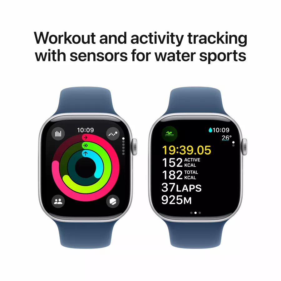 Apple Watch Series 10 GPS, 42mm, Silver, Denim Sport Band, S/M — Image №4