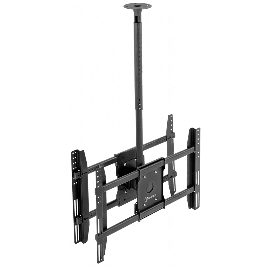 ONKRON Ceiling TV Mount Bracket Height Adjustable for two 40 to 80 Inch LED LCD TVs, Black