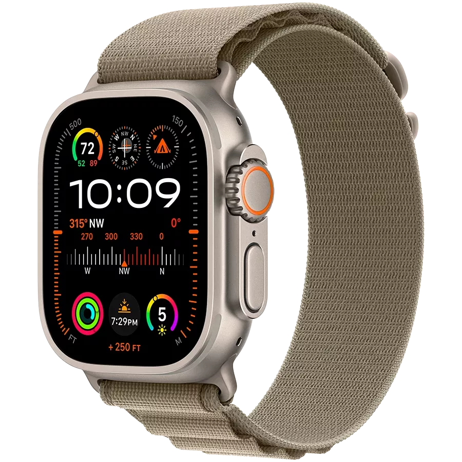 Apple Watch Ultra Series 2 GPS + Cellular, 49mm, Natural, Olive Alpine Loop, Small — Image №1