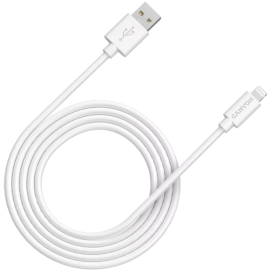 Кабель CANYON MFI-12 Lightning - USB 2м White — Зображення №1