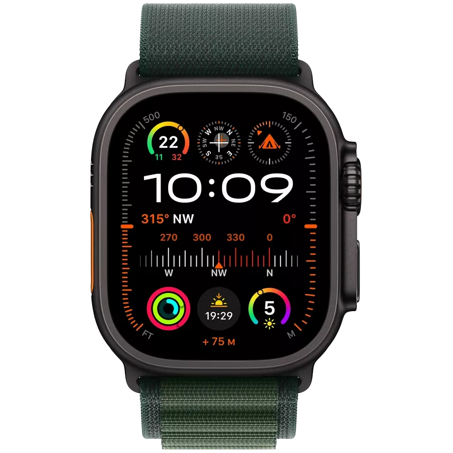 Apple Watch Ultra 2, 49мм, Black Titanium, Dark Green Alpine Loop, M — image №2