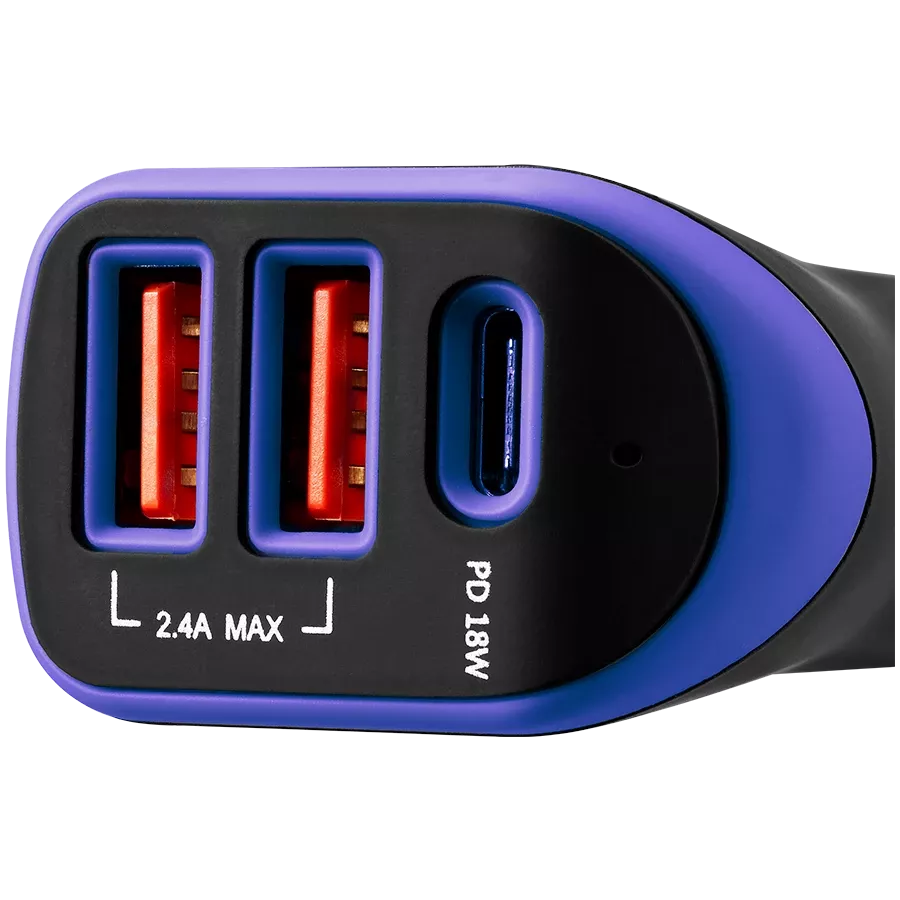 Автомобильный адаптер CANYON C-08 3*USB/USB-C, 18 Ват — Зображення №3