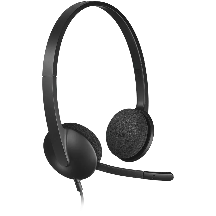 Լարով Ականջակալների խոսափողով LOGITECH (CIS) H340, Սև — image №3