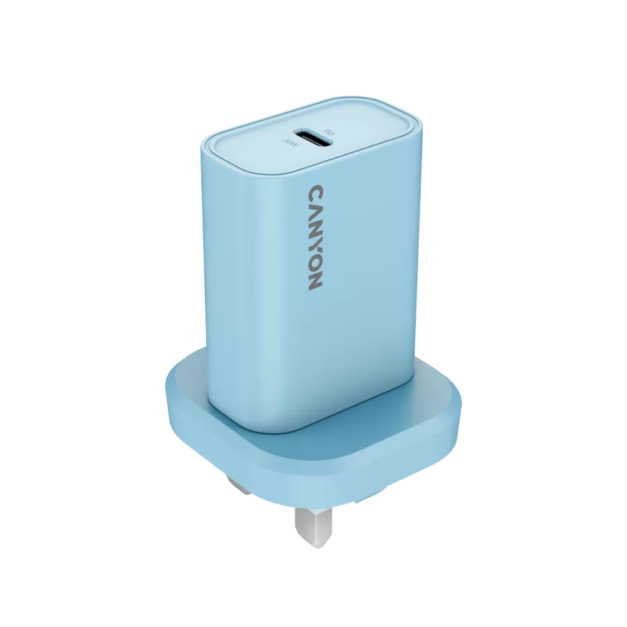 CANYON OnCharge 30CL UK Power Adapter USB-C, 30 W, Blue — Image №1
