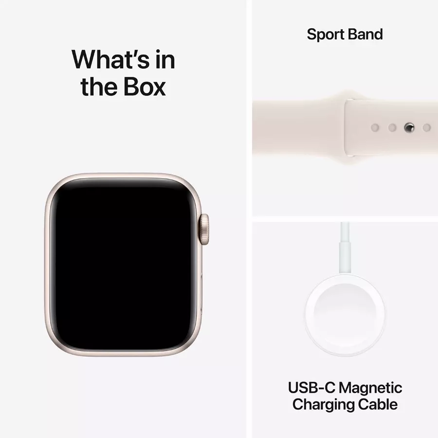 Apple Watch SE GPS Gen.2 (2024)  Starlight Sport Band, S/M, 44mm, Starlight — Image №7