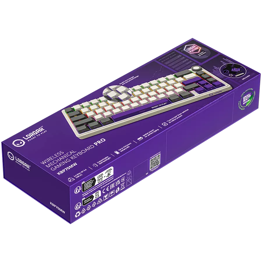 LORGAR KBP70MW Gaming Keyboard, Wireless, Beige, EN — Image №10