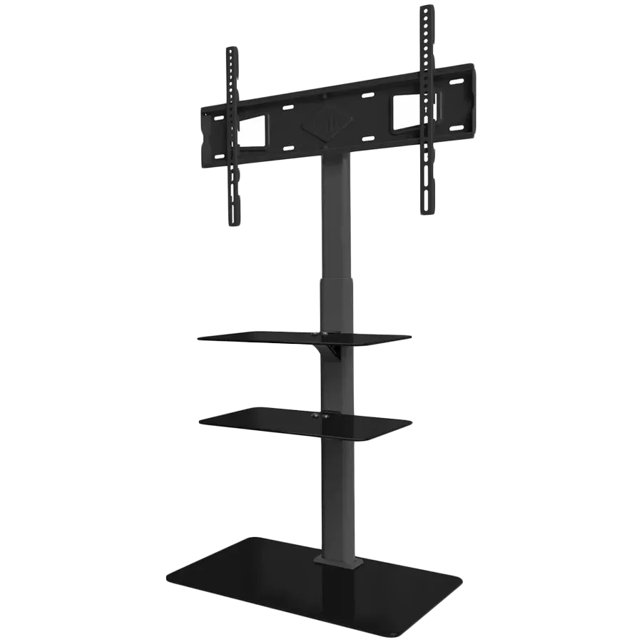 Universal επιδαπέδια βάση τηλεόρασης ONKRON Glass Base and Shelves for 32-65" TVs up to 30kg, Μαύρο VESA: 100x100 - 600x400 — Εικών №1