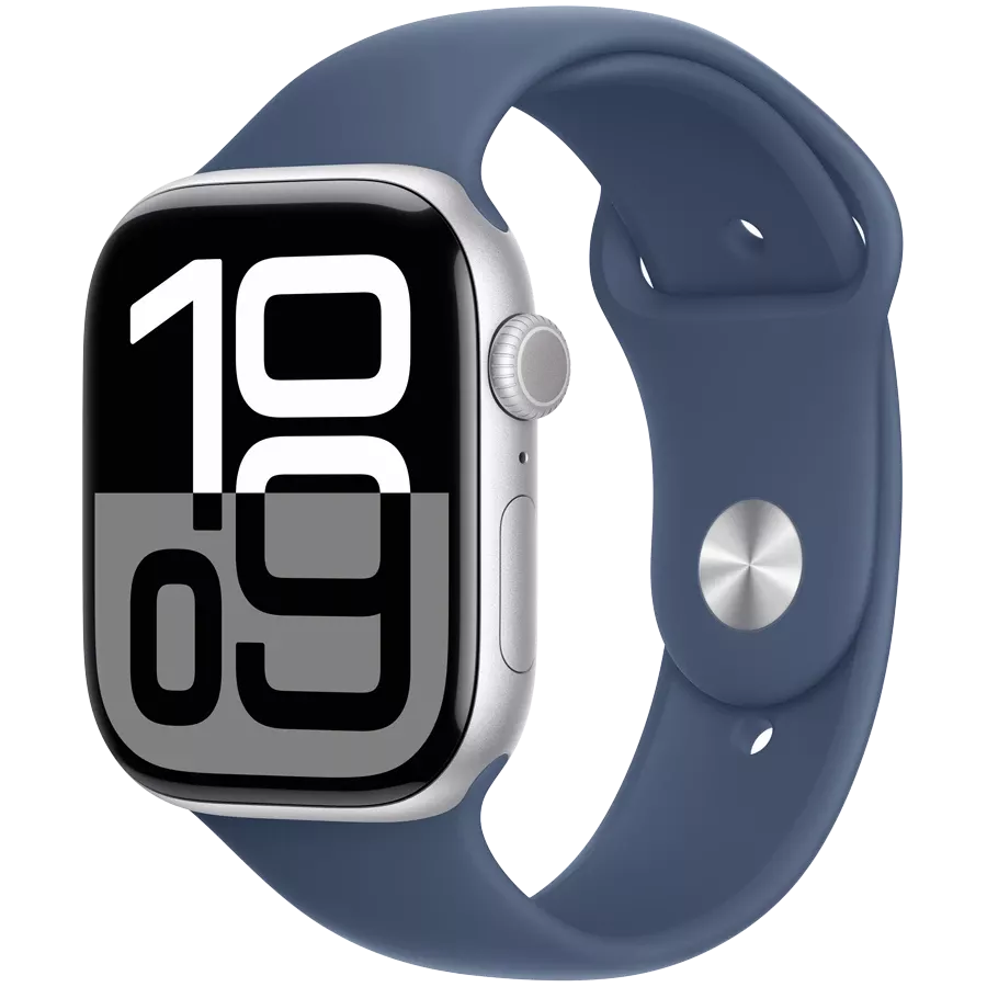 Apple Watch Series 10 GPS, 46мм, Серебристый, Denim Sport Band, S/M — image №1
