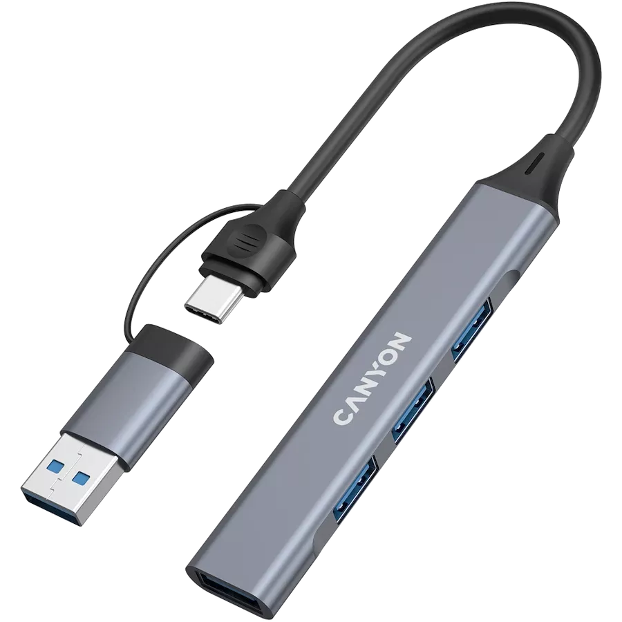 CANYON  DS-02  USB Hub 4 Port USB-C Hub DS-02 Γκρι — Εικών №2